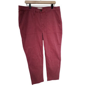Madewell Womens Stovepipe Fatigue Cargo Pants Red Stretch High Waist Size 34
